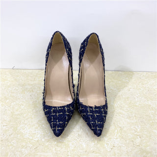 New Woven High Heel Shoes 12CM Pointed Stiletto Heel Shallow Mouth - Phosgene