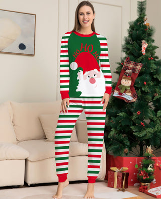 Family Christmas Pajamas Matching Sets Red Stripe Xmas Holiday Sleepwear Jammies Long Sleeve PJs Outfits - Phosgene