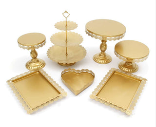 European Style Wrought Iron Cake Stand Set Wedding Dessert Stand Lace Props Plate - Phosgene