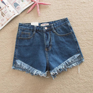 Summer Front Short Back Long High Waist Denim Shorts - Phosgene