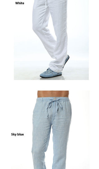 Men's Thin Casual Elastic Waist Linen Pant Phosgene