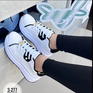 Women's Platform Shoes Lace-up White Shoes - Phosgene