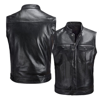 Vest Vest Button Motorcycle Motor Bike Casual Leather Waistcoat Plus Size - Phosgene