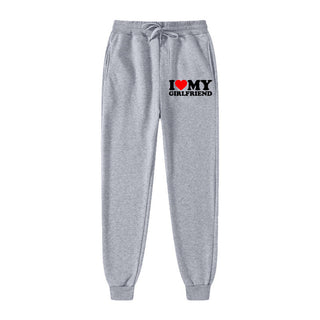 I LOVE MY GIRLFRIEND Letter Print Casual Sweatpants - Phosgene