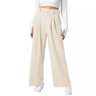 Women's Wide Leg Pants Elastic High Waist Waffle Knit Casual - Phosgene