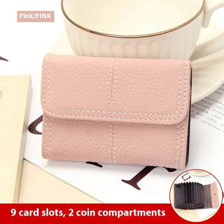 Large Capacity Women's Certificate Holder First Layer Cowhide Card Holder Wallet Phosgene