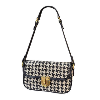 Women's Houndstooth One Shoulder Underarm Baguette Bag - Phosgene