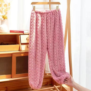 Pajamas Women's Polyester Trousers Coral Fleece Thickened Warm Pants - Phosgene