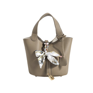 Fashion Portable Bucket Bag Solid Color - Phosgene