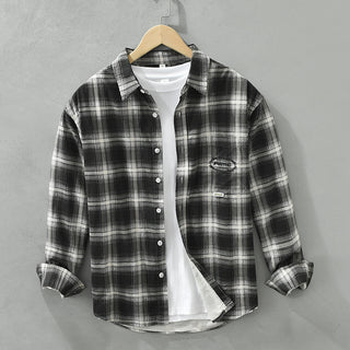 Artistic All-match Loose Comfortable Casual Plaid Long Sleeve Shirt Phosgene