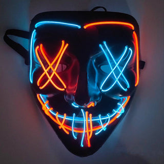 3-Mode LED Mask Neon Stitches Costume Halloween Purge Cosplay Light Up Glow Wire - Phosgene