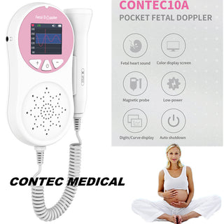 Pocket Fetal Doppler Digits Curve Display Pregnancy Baby Heart Rate Monitor,3Mhz Pink Phosgene