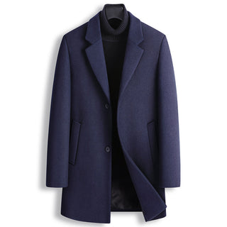 Casual Men's Blazer Collar Single Breasted Wool Jacket - Phosgene