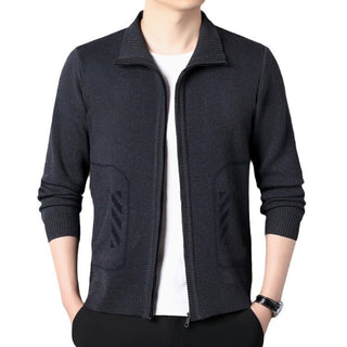 Solid Color Knitted Cardigan For Men - Phosgene