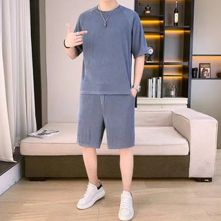 Men's Summer Thin Loose Short-sleeved Shorts High Sense Quick-drying Clothes Two-piece Suit Phosgene