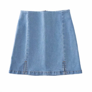 High Waist Stretch Double Slit Denim Hip-wrapped Skirt Skirt - Phosgene