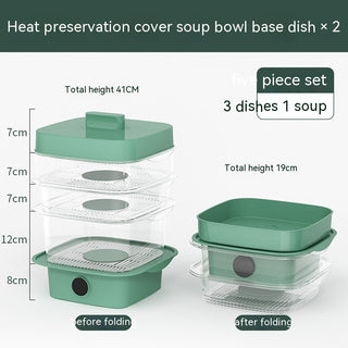 Multi-layer Dish Cover Heat Preservation Kitchen Cover Dining Table Leftover Storage Box Transparent Stack Cooking Hood Steamer Phosgene