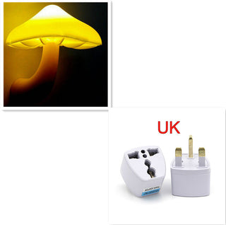 LED Night Light Mushroom Wall Socket Lamp EU US Plug Warm White Light-control Sensor Bedroom Light Home Decoration - Phosgene