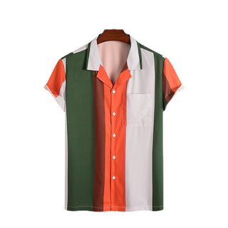 European And American Men's Color-block Striped Shirt Phosgene