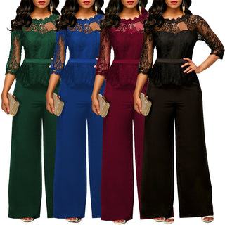 Straight Women's High Waist Lace Jumpsuit New - Phosgene