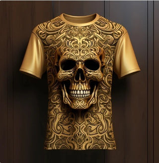 Men's 3D Skull Pattern European Hip Hop Trendy 3D Printed T-shirt Phosgene