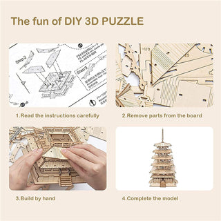 Robotime Five-storied Pagoda 3D Wooden Puzzle Toys For Children Kids Birthday Gift TGN02 - Phosgene