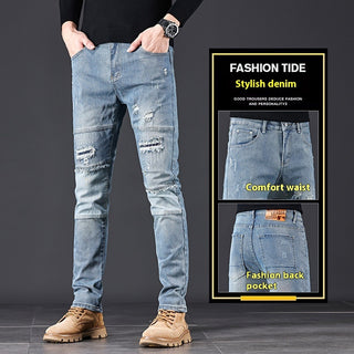 High-end Blue With Holes Jeans For Men Phosgene