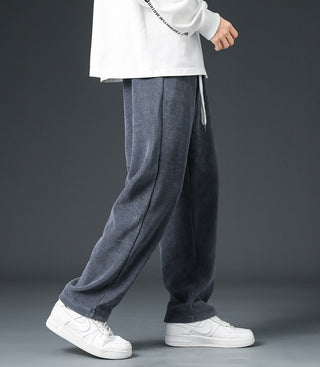 Autumn And Winter Trendy Brand Straight Wide-leg Casual Corduroy Thickened Fleece Pants - Phosgene