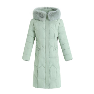 Winter Long Coat With Thickened Fur Collar Straight Slim Cotton-padded Jacket Women - Phosgene